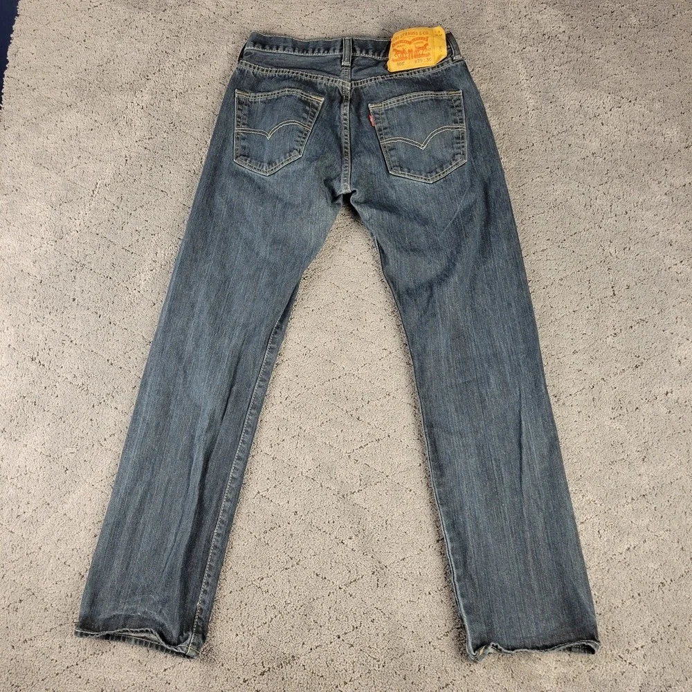 Levis 501 Jeans Mens 29x30 Blue Button Fly Straight Leg Medium Wash Denim